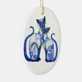 Blauwe wilde Siamese katten Keramisch Ornament (Rechts)