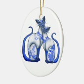 Blauwe wilde Siamese katten Keramisch Ornament (Links)