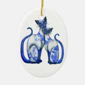 Blauwe wilde Siamese katten Keramisch Ornament (Voorkant)