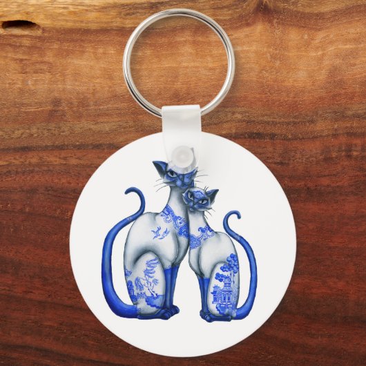 Blauwe wilde Siamese katten Sleutelhanger (Voorkant)