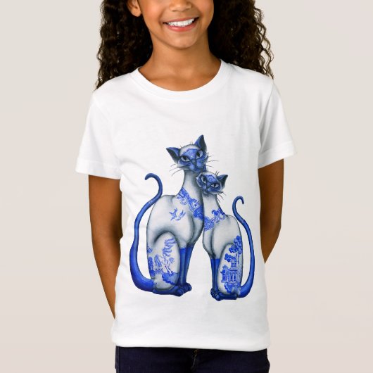 Blauwe wilde Siamese katten T-shirt (Voorkant)