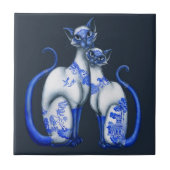 Blauwe wilde Siamese katten Tegeltje (Voorkant)
