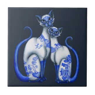 Blauwe wilde Siamese katten Tegeltje