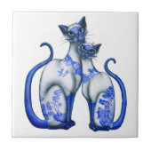 Blauwe wilde Siamese katten Tegeltje (Voorkant)