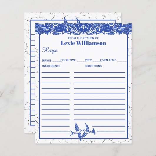 Blauwe wilde uit keuken van blauw en wit, aangepas (Voorkant / Achterkant)