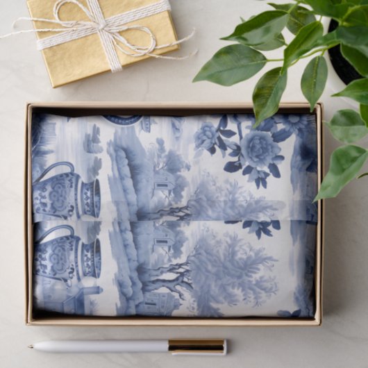 Blauwe wilde vasbloem tissuepapier (Geschenk)