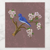 Blauwe wilde vogel wijn etiket (Enkel label)