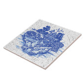 Blauwe wilde vossenvezel Floral Antiek Pagoda Bird Tegeltje (Zijkant)