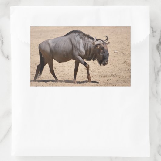 Blauwe wildebeest rechthoekige sticker (Tas)