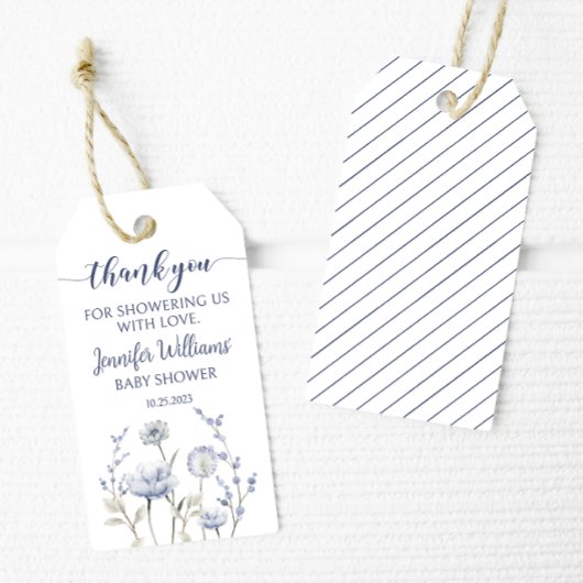 Blauwe wildflower baby boy douche dank u label cadeaulabel