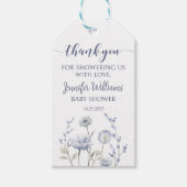 Blauwe wildflower baby boy douche dank u label cadeaulabel (Voorkant)