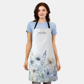 Blauwe Wildflower Bloemen Oma Schort (Gedragen)