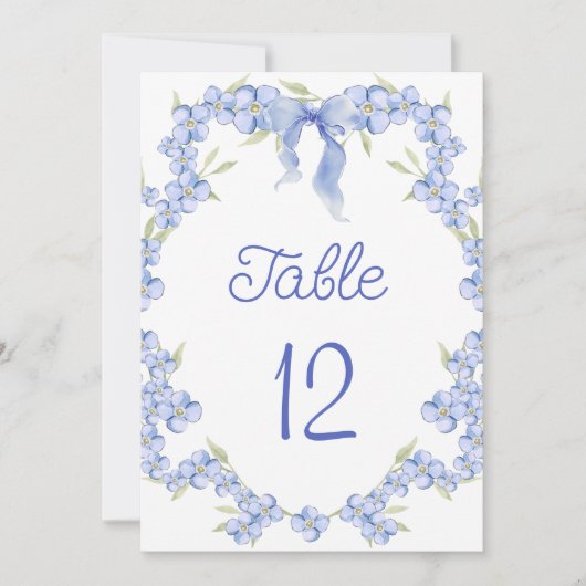 Blauwe Wildflower Bloemen Tafelnummer (Voorkant)