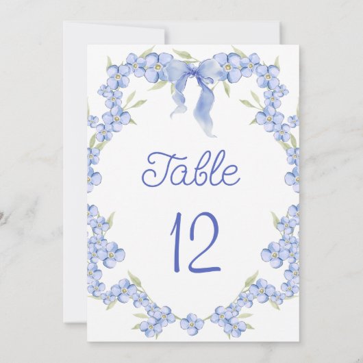 Blauwe Wildflower Bloemen Tafelnummer (Achterkant)