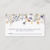 Blauwe Wildflower Boho Baby shower Luier Raffle Informatiekaartje (Voorkant)