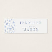 Blauwe wildflower boho bruiloft QR registerkaart Mini Visitekaartjes (Voorkant)