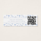 Blauwe wildflower boho bruiloft QR registerkaart Mini Visitekaartjes (Achterkant)