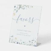 Blauwe Wildflower bruiloft gunsten neem er een Reclamebord Met Voetstuk (Voorkant)