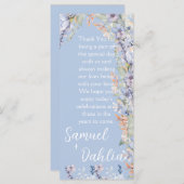 Blauwe Wildflower bruiloft receptie dank u (Voorkant / Achterkant)