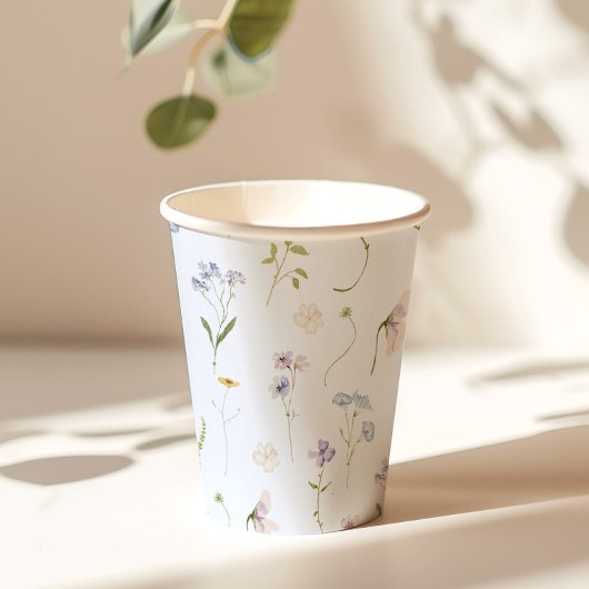 Blauwe Wildflower Floral elegante Baby Boy douche Papieren Bekers