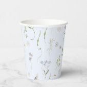 Blauwe Wildflower Floral elegante Baby Boy douche Papieren Bekers (Rechts)