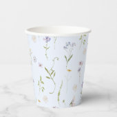 Blauwe Wildflower Floral elegante Baby Boy douche Papieren Bekers (Voorkant)