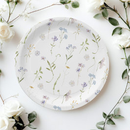 Blauwe Wildflower Floral elegante Baby Boy douche Papieren Bordje