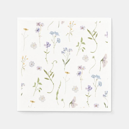 Blauwe Wildflower Floral elegante Baby Boy douche Servet (Voorkant)