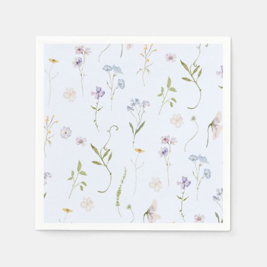 Blauwe Wildflower Floral elegante Baby Boy douche Servet (Voorkant)