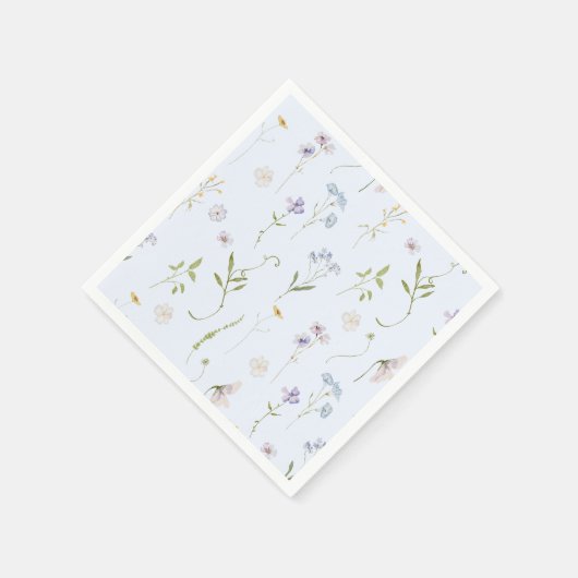 Blauwe Wildflower Floral elegante Baby Boy douche Servet (Hoek)