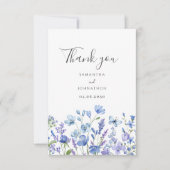 Blauwe Wildflower Floral Wedding Bedankt Card (Voorkant)