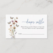 Blauwe Wildflower Luier Raffle Informatiekaartje (Voorkant)