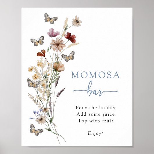 Blauwe Wildflower Momosa Bar Poster (Voorkant)