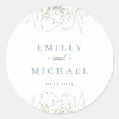 Blauwe Wildflower Periwinkle trouwenvelop afdichti Ronde Sticker (Voorkant)