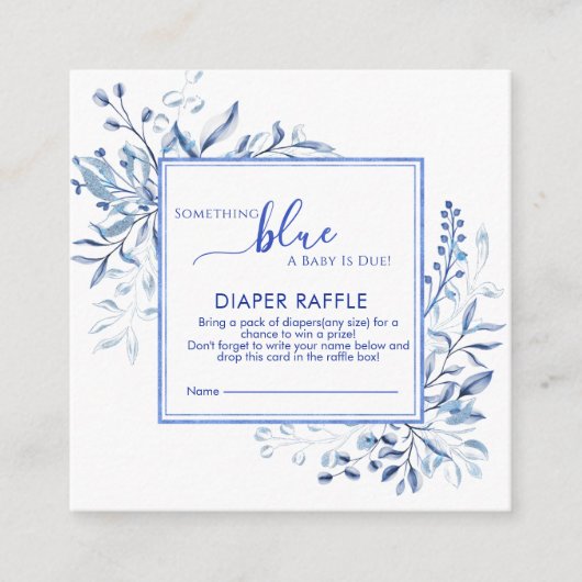 Blauwe Wildflower Something Blue Luier Raffle Informatiekaartje (Voorkant)