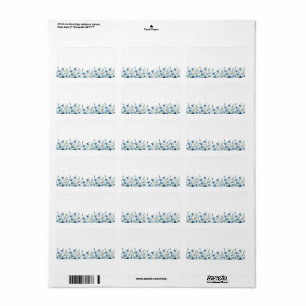 Blauwe Wildflowers Blank DIY Print Trouwadres Etiket