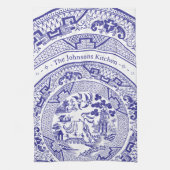 Blauwe Wilg China Patroon met gepersonaliseerde na Theedoek (Verticaal)