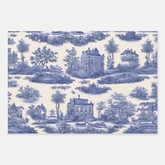 Blauwe wilg Decoupage Set van drie Inpakpapier Vel (Voorkant)