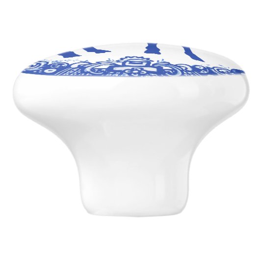 Blauwe Wilg Design Bloemen Herten Doe Gezichten Re Keramische Knop (Zijkant)