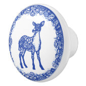 Blauwe Wilg Design Bloemen Herten Doe Gezichten Re Keramische Knop (Rechts)