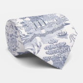 Blauwe wilg in grijs blauw stropdas (Opgerold)