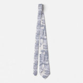 Blauwe wilg in grijs blauw stropdas (Achterkant)