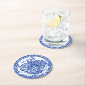 Blauwe Wilg Konijn FloraI Isle of Animals Ronde Kartonnen Onderzetter (Insitu)