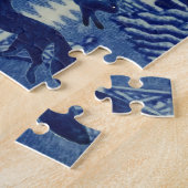 Blauwe wilg met wilde dieren Fox Rabbit Bird Legpuzzel (Zijkant)
