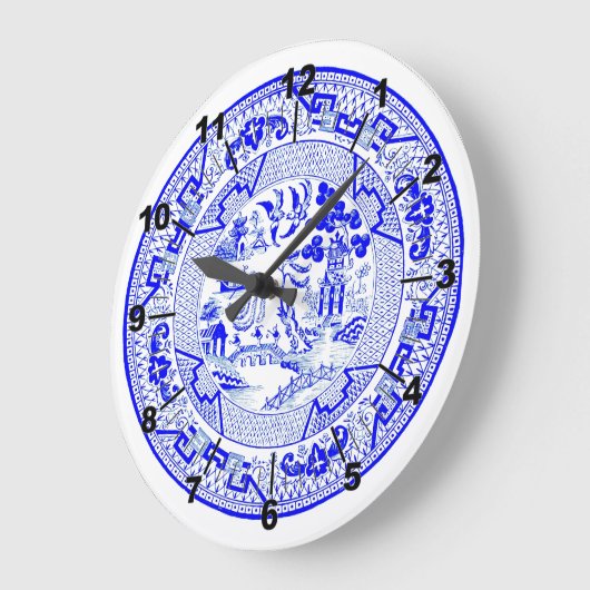 Blauwe wilg patroon [1912] grote klok (Hoek)