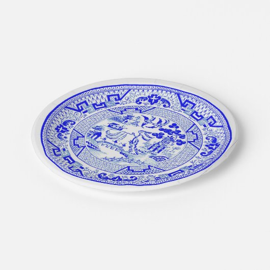 Blauwe wilg patroon [1912] papieren bordje (Gekanteld)