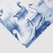 Blauwe Wilg Zwanen Meercscene Tissuepapier (Detail)