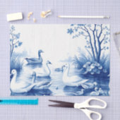 Blauwe Wilg Zwanen Meercscene Tissuepapier (Craft)