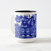 blauwe wilgen design tweekleurige koffiemok (Voorkant links)