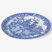 Blauwe Wilgen Herten Aziatische Tempel Tuin Kunst Papieren Bordje (Gekanteld)